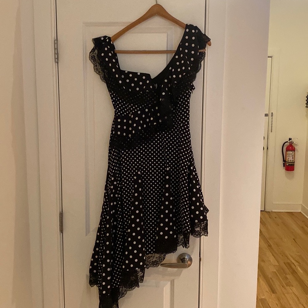 One Shoulder Lace Trim Dress